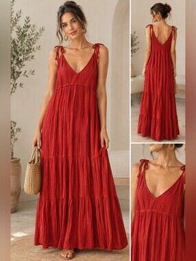 Blood Orange Pleated Maxi Dress Like New
